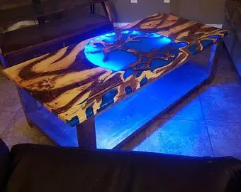 river epoxy tables || Glow In The Dark Blue Epoxy River Table