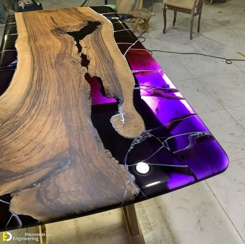 river epoxy tables || Purple Epoxy River Wooden Table